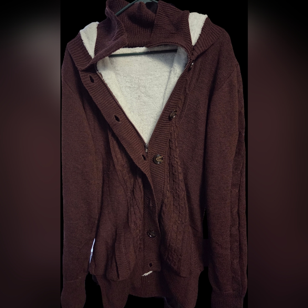 Plus Size Womens Hooded Sweater Jacket